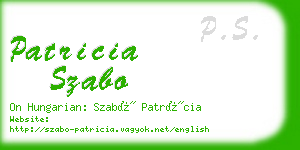 patricia szabo business card